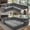 Gray, variant on 118" L-Shaped Sectional Sleeper Sofa with King Size Pull-Out Bed, Chenille Upholstered, Nailhead Trim & Rolled Arms, Black