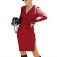 thumbnail image 1 of Robe pour Femmes, Robe à Manches Longues V Robe Moulante à Manches Longues Robe Extensible Robuste et Résistante, 1 of 5