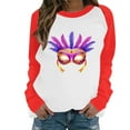 thumbnail image 2 of YueHuiYing Carnival Butterfly Embellished Cartoon Print Women's Long Sleeve Loose Crew Neck Pullover, 2 of 6