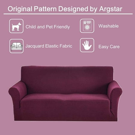 Argstar 1 Piece Stretch Non Slip Fuchsia Sofa Slipcover Washable Spandex Jacquard Cover Purple Red Fit Soft Furniture Protector For Leather And Couch 75 90 Large Magenta Soft Furniture Protector For Sofa, Light Pink Leather Sofa Cover