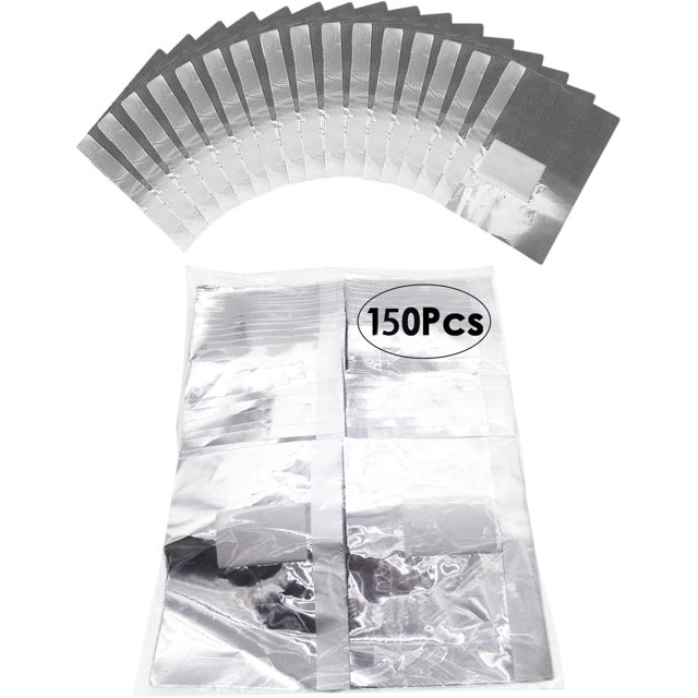 150 piezas de envoltura de papel de aluminio y algodón para quitaesmalte semipermanente de uñas