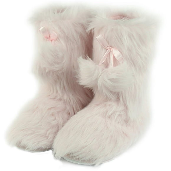 Home Slipper Women's Girl's Fuzzy Slipper Shoes Long Plush Fleece Indoor Shoes Soft Lining House Bootie Slippers US 7/8 Pink