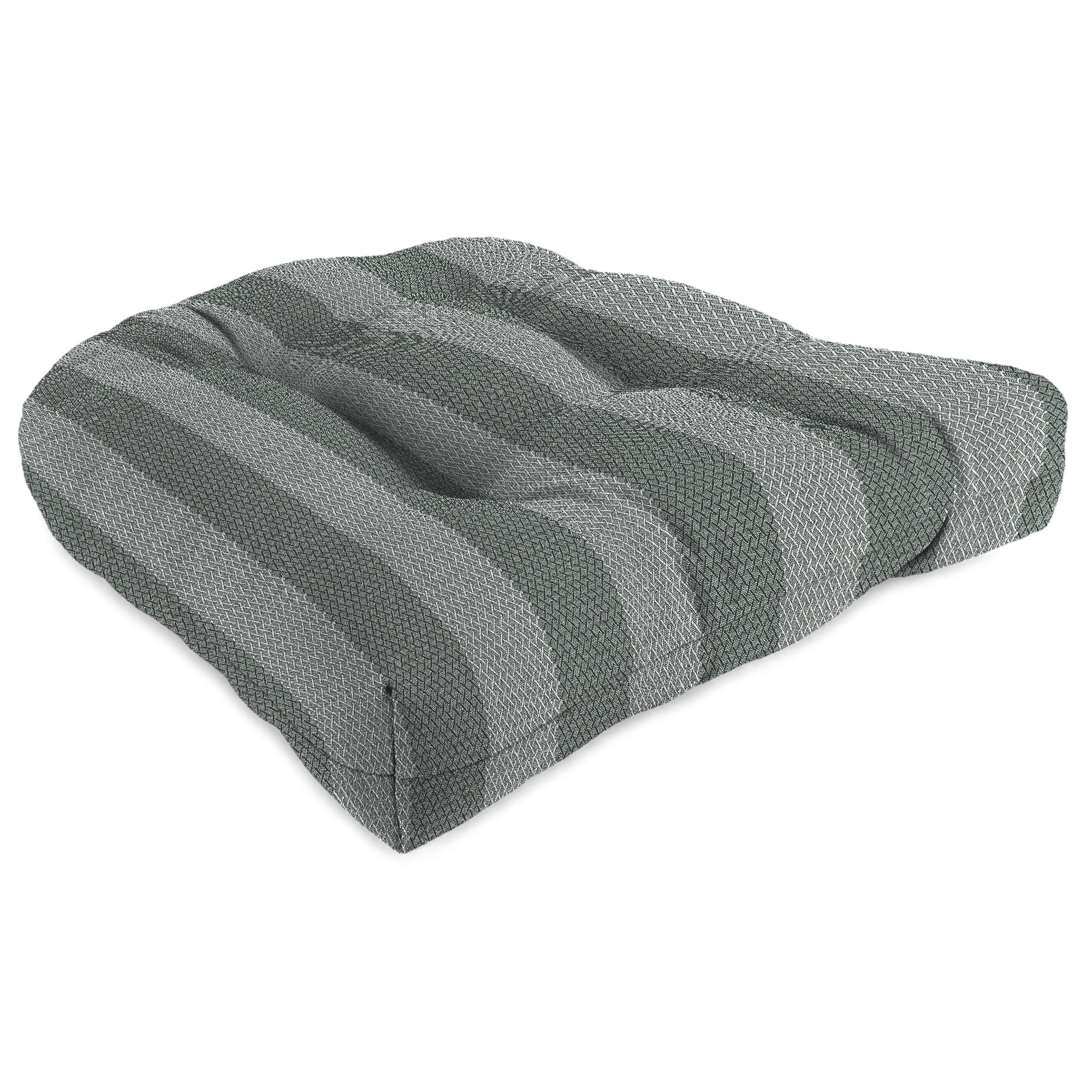 Jordan Manufacturing 19" x 19" Conway Smoke Grey Stripe Square Tufted Contoured Outdoor Wicker Seat Cushion (2 Pack)