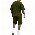 thumbnail image 5 of BRANROY Men's 2 Piece Short Set - Casual Tracksuit for Men, Summer Outfits Two Piece Set with T-Shirt and Shorts,Army Green,L, 5 of 6