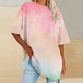 thumbnail image 3 of Fanxing Oversized Graphic Tshirts for Women Funny Tie Dye Tees Shirts Loose Fit Drop Shoulder Summer Tops Pink,S, 3 of 5