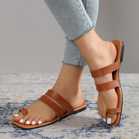 

amlbb Women s Casual Gladiator Flat Sandals Flat Sole Wedges with Open Toe Low Heels And Roman Buckle Hollow Out Sandals Slide Sandal