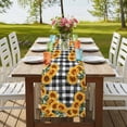 thumbnail image 4 of Table Runners 70 Inches Long Dress Scarves, Sunflowers Farmhouse Coffee/Dining/Kitchen Table Decor, Holiday Table Runner, Farmhouse Summer Floral Black White Plaid 13x70 Inch, 4 of 9