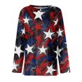 thumbnail image 5 of Women's Long Sleeve Round Neck Top with Slit Hem Detail, Independence Day Printed Blouse for Fall & Winter, Stretchy & Bodycon Silhouette,Royal Blue L, 5 of 5