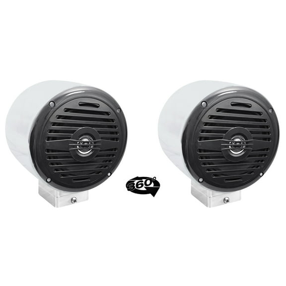 (2) Rockville 5.25" 360° Degree Swivel Chrome Surface Mount Boat Speakers