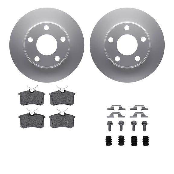 Dynamic Friction Company Rear Geospec Brake Rotors with 5000 Euro Ceramic Brake Pads includes Hardware 4612-73007