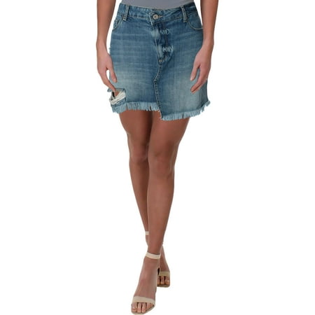 - Paige Womens Afia Distressed Cutoff Denim Skirt
