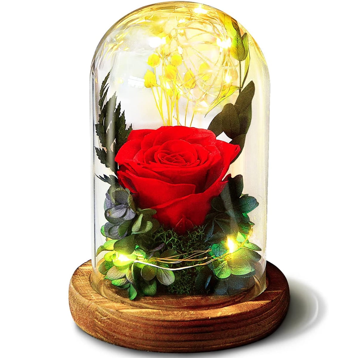 EdricShop LED Rose Flower Jar Light Eternal Flower with Light String  Valentine DayPortable Christmas Party Supplies - (Color: Purple)