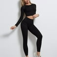 thumbnail image 6 of cfhntfmh Workout Sets for Women Slim Crewneck Long Sleeve Crop Tops Soft Stretch Athletic Running Yoga Outfits, 6 of 6