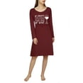 thumbnail image 5 of HDE Womens Sleepwear Cotton Nightgowns Long Sleeve Sleepshirt Print Night Shirt (Red Wine Glass, 2XL/3XL), 5 of 5