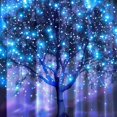 thumbnail image 6 of Orinice Holographic Tree Lights Round Table Cover Stain Resistant Washable Indoor Outdoor Tablecloth Kitchen Dining Wedding Parties Outdoor Fitted 100% Polyester Fiber 38-42, 6 of 8