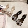 thumbnail image 3 of Sandalias planas de plástico transparente con lazo de diamantes de imitación y Boca de pescado para mujer, zapatos de playa informales para vacaciones en la playa, 3 of 6