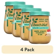 (4 pack) (4 pack) Beech-Nut Naturals Superblends Stage 3 Baby Food, Apple Yogurt Cinnamon & Oat, 4 oz Jar