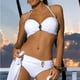 thumbnail image 1 of Traje de baño de bikini con abertura decorativa en forma de U de tejido de nailon de color sólido, 1 of 5