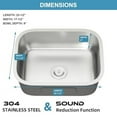 thumbnail image 5 of 23 Inch Undermount Kitchen Sink 18 Gauge Stainless Steel Single Bowl Brushed Nickel Sink 23" x 18" x 9", 5 of 7