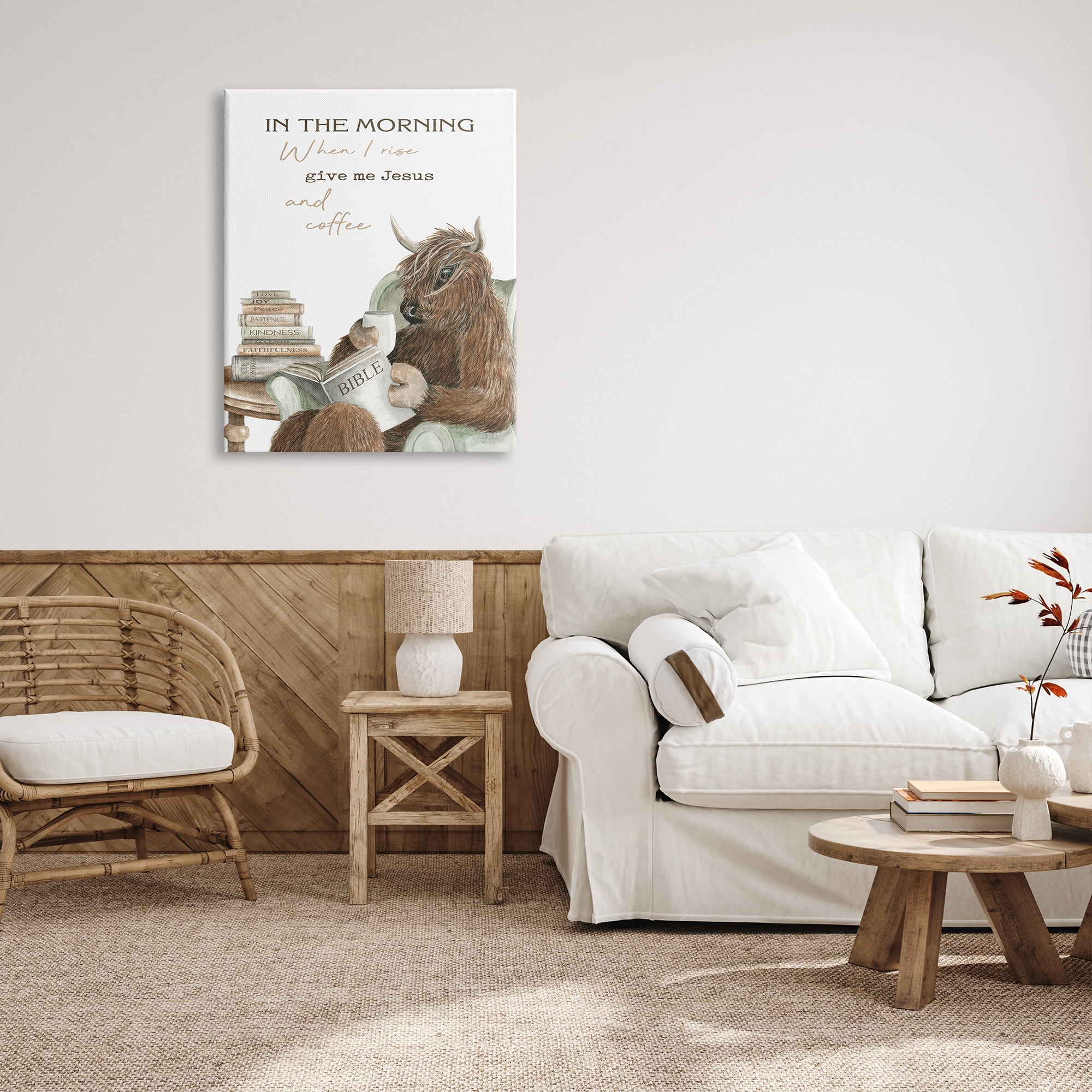 Stupell Industries Jesus & Coffee Cattle Phrase Animals & Insects Painting Gallery Wrapped Canvas Print Wall Art, 30 x 40