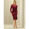 thumbnail image 2 of DARING DIVA Velvet Cut Out Bodycon Pencil Dress M Wine Red, 2 of 6