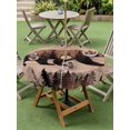 thumbnail image 4 of Outdoor Tablecloth with Umbrella Hole for Patio/Picnic/Party/Camping, Brown Bear Cabin Waterproof Table Cloth Round Cover Washable, Vintage Pine Tree Brown Wooden (Dia 54"), 4 of 9