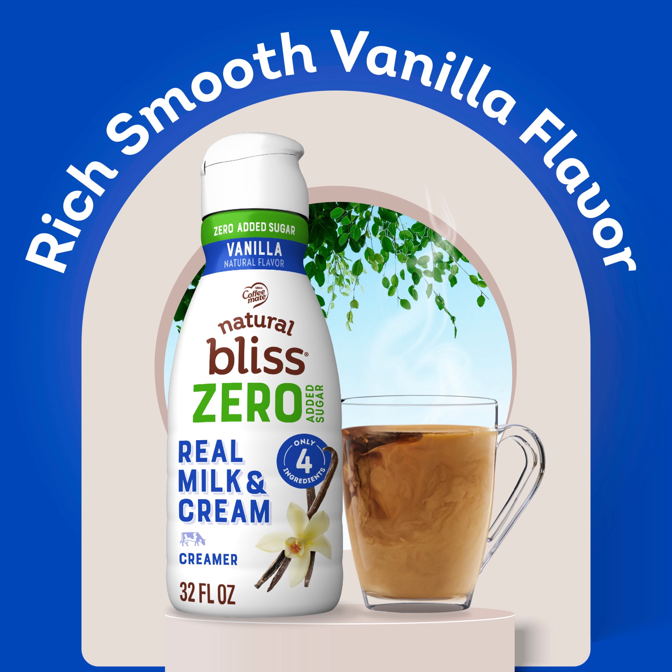Coffee mate Natural Bliss, Sugar Free French Vanilla, Dairy Coffee Creamer, 32 fl oz Bottle