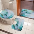 thumbnail image 5 of Marble Texture Bathroom Rugs Set Teal Gold Cracks Abstract Modern Non Slip Absorbent Soft Bath Mats 3 Piece Set with Bathroom Rug, U-Shaped Floor Mat, Toilet Seat Cover Small Size, 5 of 9