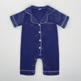 thumbnail image 2 of Baby Girls Boys Silk Pajamas Romper Button Down Short Sleeve Satin Pj's Jumpsuit Size 18 M-24 M, 2 of 7