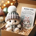 thumbnail image 4 of Mini Bunny Hug Cute Easter Gift, Crochet Mini Rabbit Hug with Knitted Hat and Pom Pom, Bunny Stuffed Animal Sets with Box and Sweet Card, Comforting Gift for Loved Ones Teachers, Friends, 4 of 8