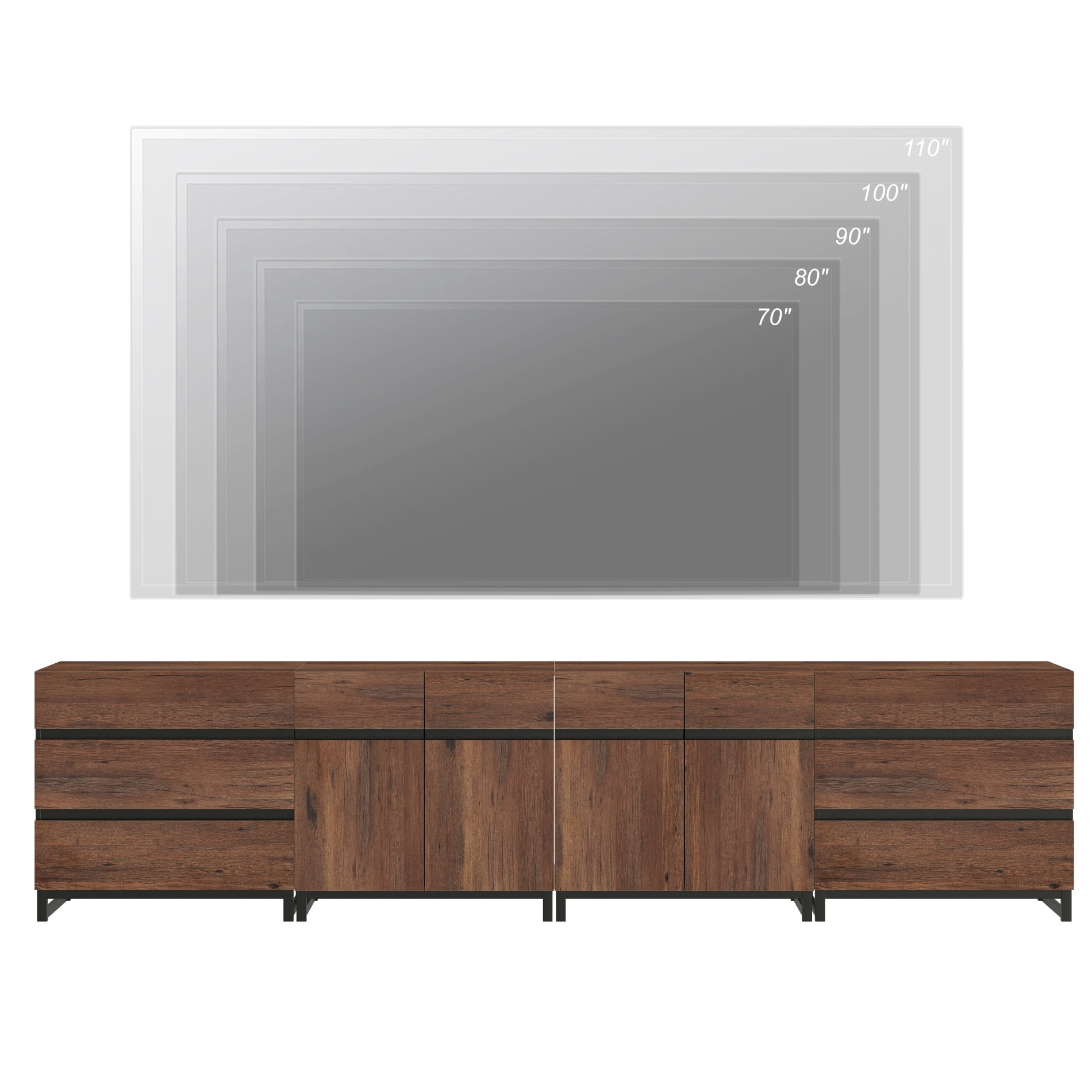 Modern TV Stand For Tvs Up To 120 Inches, 4-In-1 Entertainment Console With 6 Drawers And Adjustable Shelves, Media Cabinet For Living Room Or Bedroom,Brown