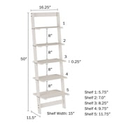 Lavish Home White Wooden 5-Tier Ladder Shelf for Narrow Storage, Ideal for Living Room, Kitchen, Bedroom, Bathroom, Office
