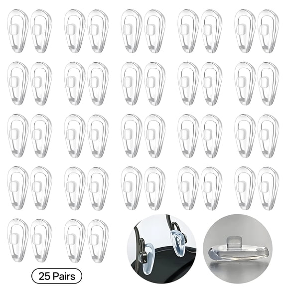 HBMYN 25 Pairs Eyeglass Nose Pads,Teardrop Shape Nose Pads for Glasses,Puch-On Nosepads,Soft Silicone Eyeglass Nose Pads Anti Slip for Glass
