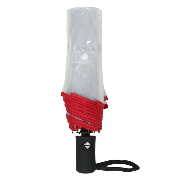 OFFIGAM Red Clear Automatic Umbrella, Compact and Design, Windproof Rain for Home and Travel Use
