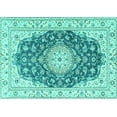 thumbnail image 1 of Ahgly Company Machine Washable Indoor Rectangle Persian Turquoise Blue Traditional Area Rugs, 8' x 10', 1 of 4