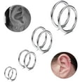 thumbnail image 5 of Jstyle 3-6Pairs Stainless Steel 16G Sleeper Earrings Septum Clicker Nose Lip Ring Body Piercing, 5 of 12