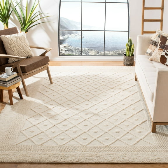 SAFAVIEH Kenya Ulysses Solid Area Rug, Ivory, 10' x 14'