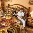 thumbnail image 3 of meiyoeat rustic Aztec Highland Cow Bed Sheets,Western Farm Print Full Size Sheets,4-Piece,1 Flat Sheet,1 Fitted Sheet and 2 Pillowcases, 3 of 6