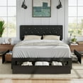 thumbnail image 2 of VECELO Full Size Upholstered Bed Frame with 3 Drawers & Adjustable Headboard, Under Bed Storage, Black, 2 of 9