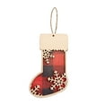 thumbnail image 2 of CuiLiyq Wooden Christmas Stocking Tree Ornaments, Wood Plaid Stocking Hanging Pendant, for Xmas DIY Crafts Christmas Tree Ornaments Holiday Party Home Decoration, 2 of 7