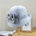 thumbnail image 2 of Dyfzdhu Women Autumn Winter Flowers Round Top Casual Fisherman Bucket Cap Small Bowler Hat Gray, 2 of 2