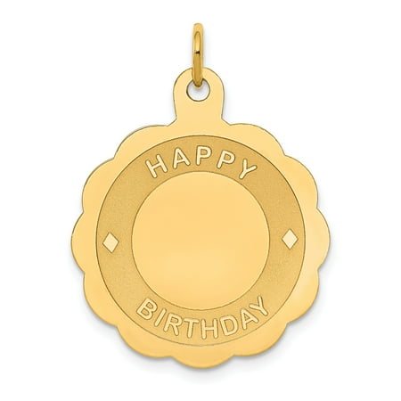14k Happy Birthday Disc Pendant in 14k Yellow Gold