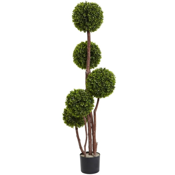 Nearly Natural 4ft. Boxwood Artificial Topiary (Indoor/Outdoor), Green