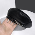 thumbnail image 5 of Zhaomeidaxi Women Beret Hat PU Leather Beret French Black Beret Artist Beret Cap for Daily Wear, 5 of 8