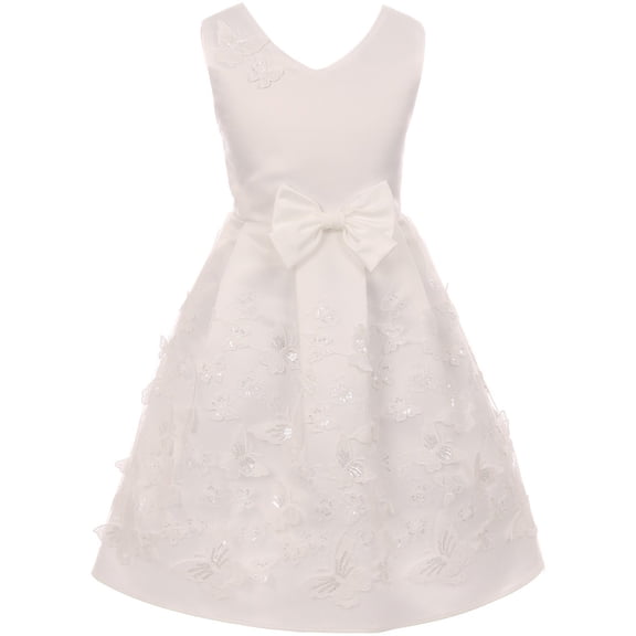 Little Girl Sleeveless 3D Butterfly Bow Easter Party Flower Girl Dress USA Off White 2 JKS 2112 BNY Corner