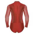 thumbnail image 4 of iiniim Mens 2-Piece Set Latin Dance Outfits Long Sleeve Bodysuit Dance Leotard with Flared Pants Red&Black XL, 4 of 7