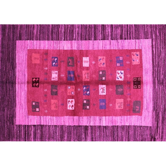 Ahgly Company Indoor Rectangle Abstract Pink Contemporary Area Rugs, 2' x 4'