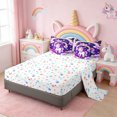 thumbnail image 3 of Erosebridal Kawaii Unicorn Kids 7-Piece Twin Bedding Sets,Cute Bowknot Kawaii Stars Rainbow Bedding Comforter Set For Girls,Reversible, 3 of 7