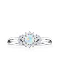 thumbnail image 5 of Rosec Jewels Natural Ethiopian Opal Flower Promise Ring for Women - Opal Diamond Ring - AAA Quality - Ready to Gift, 10K White Gold, US 3.50, 5 of 10