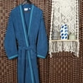 thumbnail image 2 of Unisex Luxurious Plush Turkish Cotton Kimono Robe, Medium, Aqua-Blue by Blue Nile Mills, 2 of 9